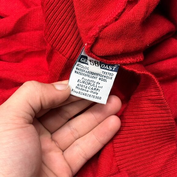 Green Coast Yachting Merino Wool Sweater 1/4 Zip Knit Made in Italy Red XL - Picture 8 of 9
